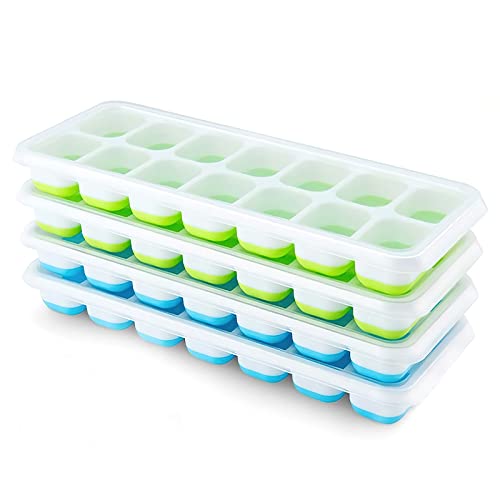 Smart Home Ice Cube Trays 4 Pack, Airabc Silicone