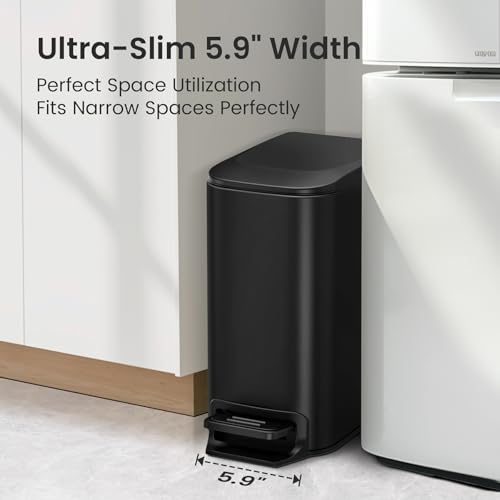 refined Cesun Small Bathroom Trash Can with Lid Soft Close, Step Set